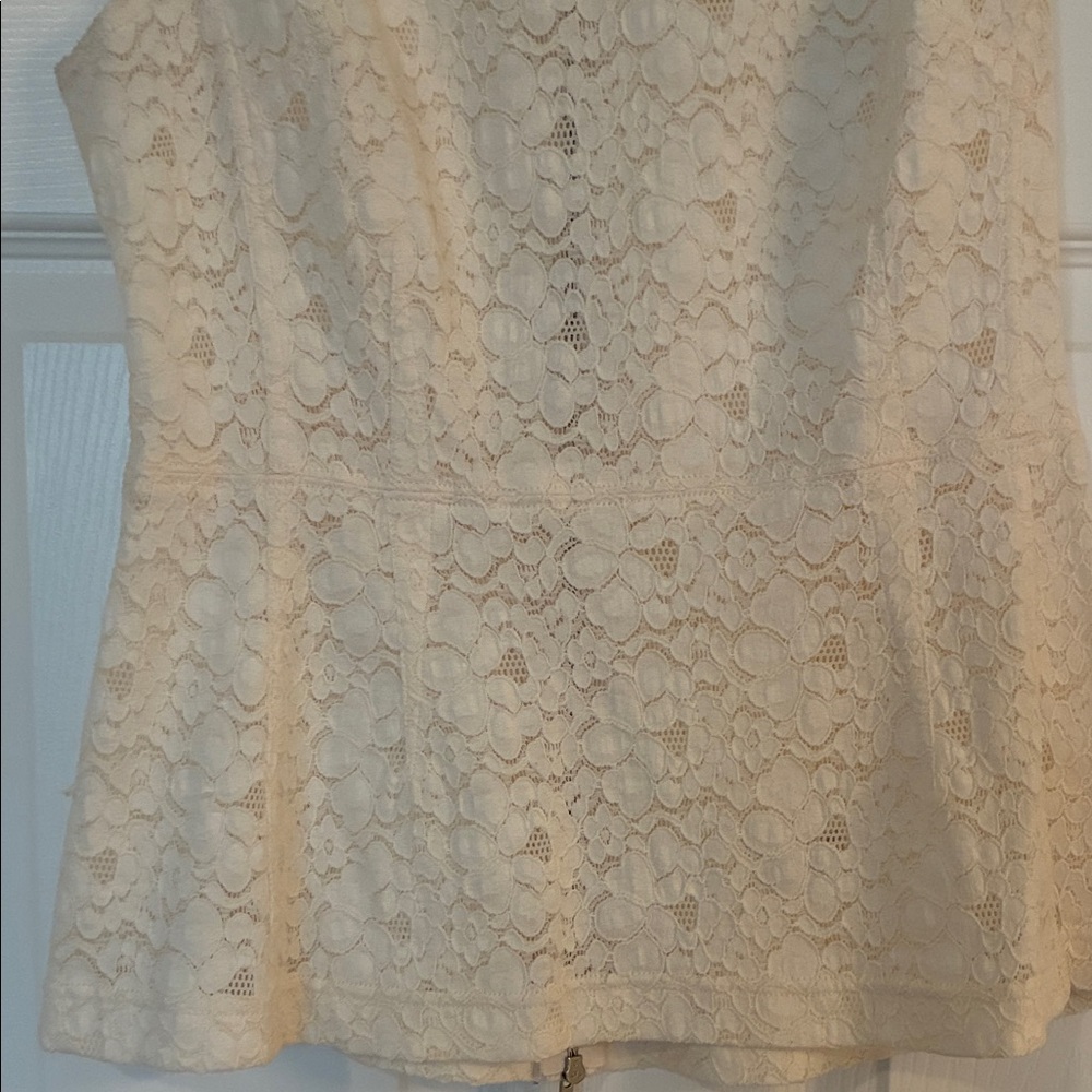 Kate Middleton Inspired Rebecca Taylor Cream Lace Tank Top - Picture 3 of 8